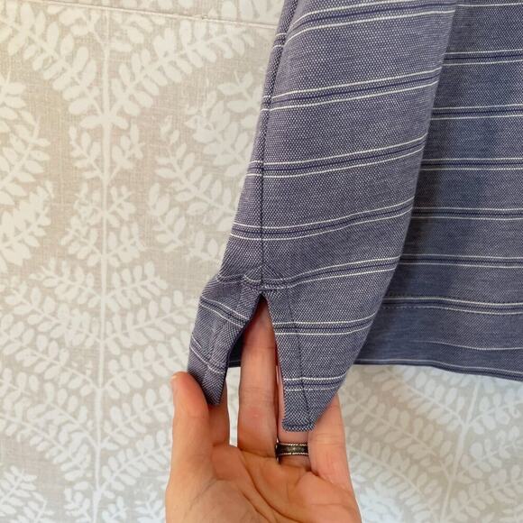 Jos. A. Bank Reserve Traditional Fit Short Sleeve Polo Shirt Blue/White Stripe M - Picture 4 of 11